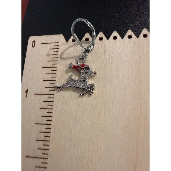Rhinestone Reindeer Holiday Dangle Earrings Jewelry - Picture 4 of 4